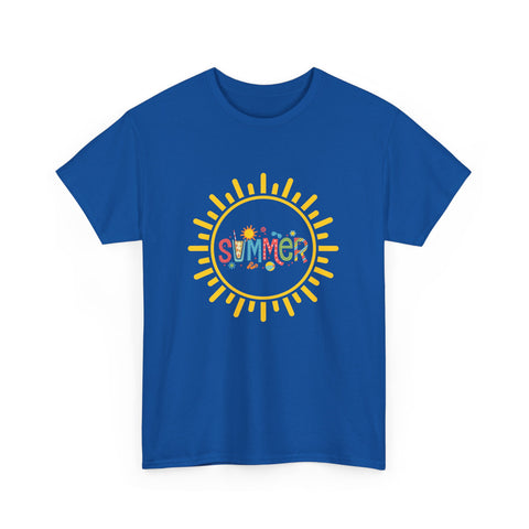 Summer Vibes Unisex Heavy Cotton Tee, Casual Summer Shirt, Retro Sunshine Tee