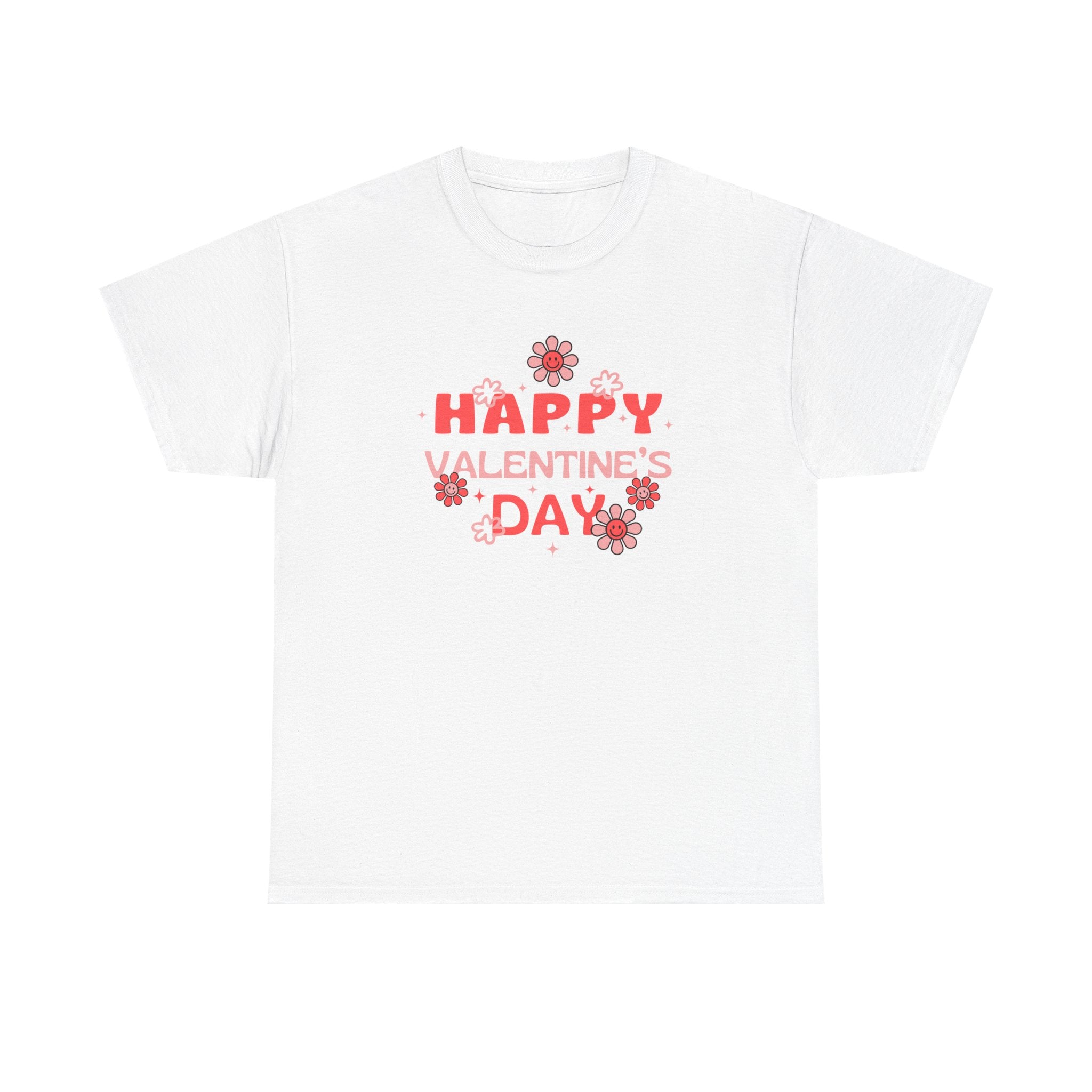 Happy Valentine's Day Unisex Heavy Cotton Tee, Romantic Gift, Casual Wear, Love T-Shirt, Seasonal Fashion, Self-Love Apparel