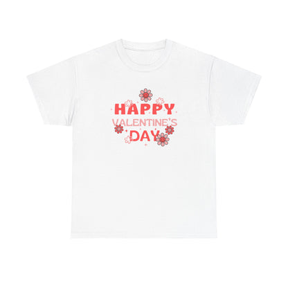 Happy Valentine's Day Unisex Heavy Cotton Tee, Romantic Gift, Casual Wear, Love T-Shirt, Seasonal Fashion, Self-Love Apparel