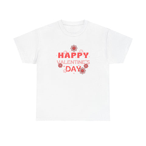 Happy Valentine's Day Unisex Heavy Cotton Tee, Romantic Gift, Casual Wear, Love T-Shirt, Seasonal Fashion, Self-Love Apparel