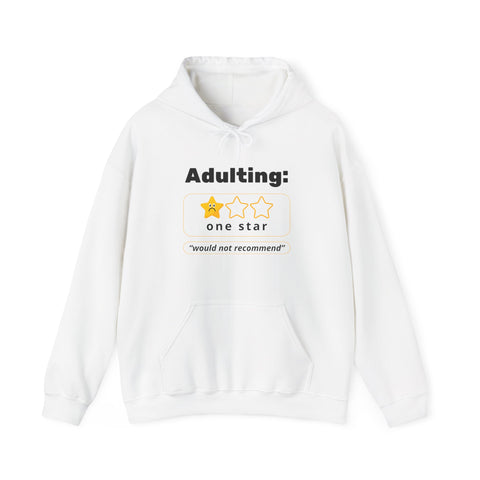 Funny Adulting Sweatshirt: Dark Humor Hoodie for Graduates, Gift for Birthdays, Minimalist Style, Review Themed Apparel