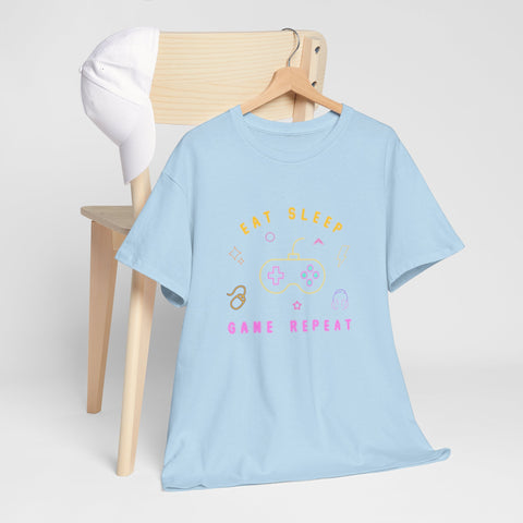Gamer Vibes Unisex Tee - Eat Sleep Game Repeat, Video Game Shirt, Casual Wear, Gift for Gamers, Gaming Merchandise