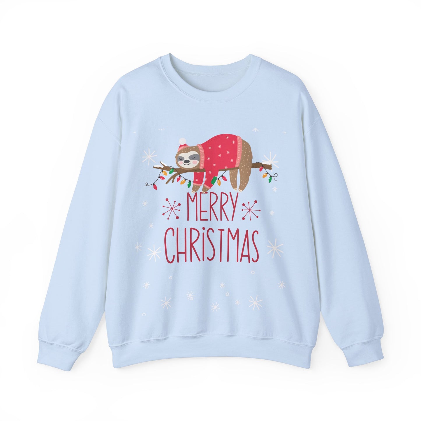 Merry Christmas Sloth Crewneck Sweatshirt | Cozy Holiday Gift, Unisex Sweater, Snug Winter Wear, Cute Animal Apparel, Festive Pullover