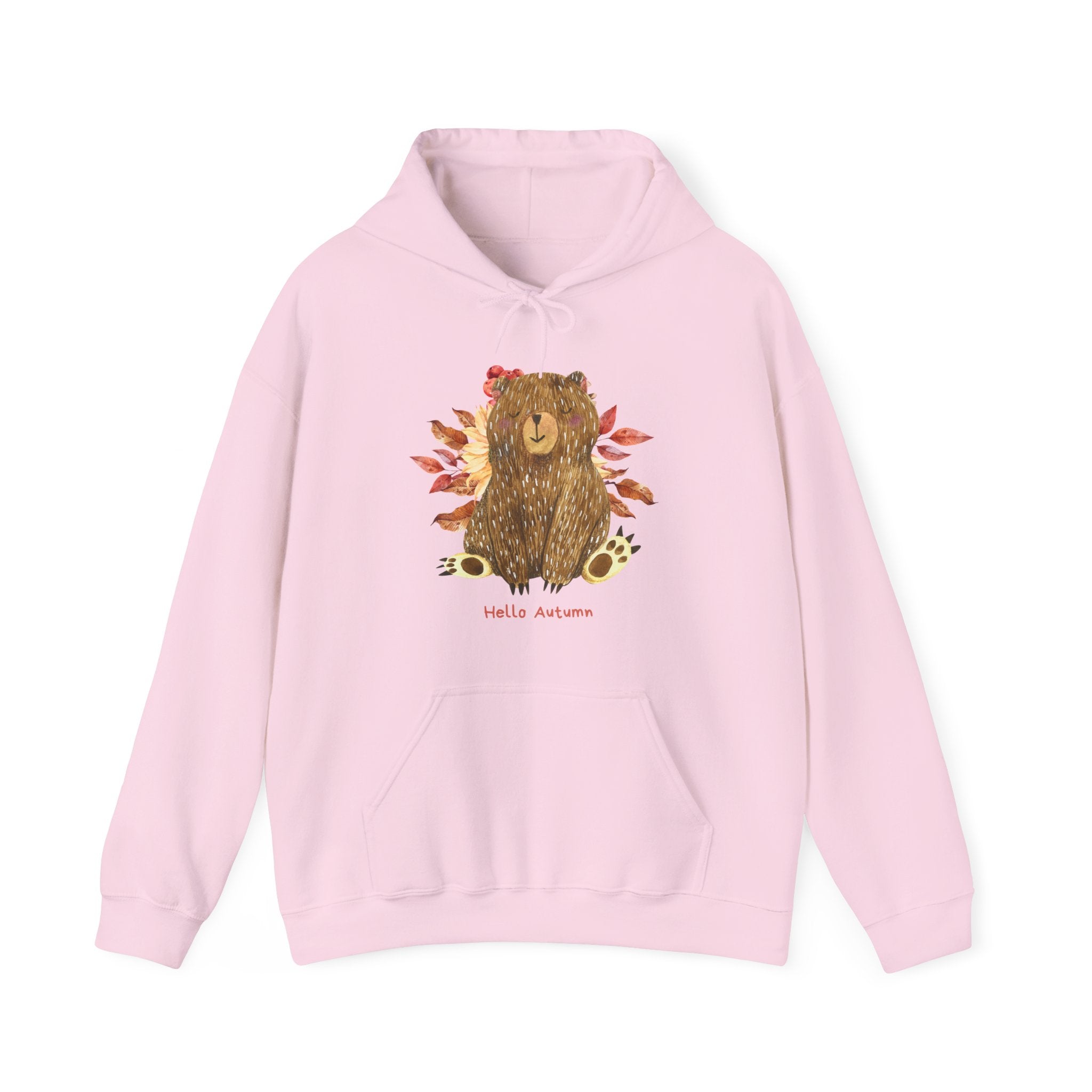 Autumn Bear Hoodie, Cozy Fall Sweatshirt, Cute Bear Pullover, Warm Unisex Hooded Sweatshirt