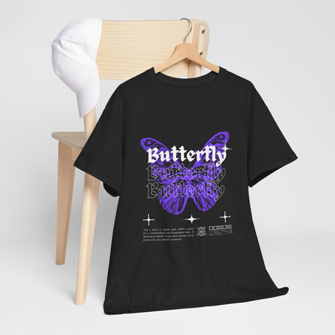 Butterfly Graphic Tee - Unisex Heavy Cotton T-Shirt, Nature Lover Gift, Casual Streetwear, Trendy Outfit, Spring Fashion