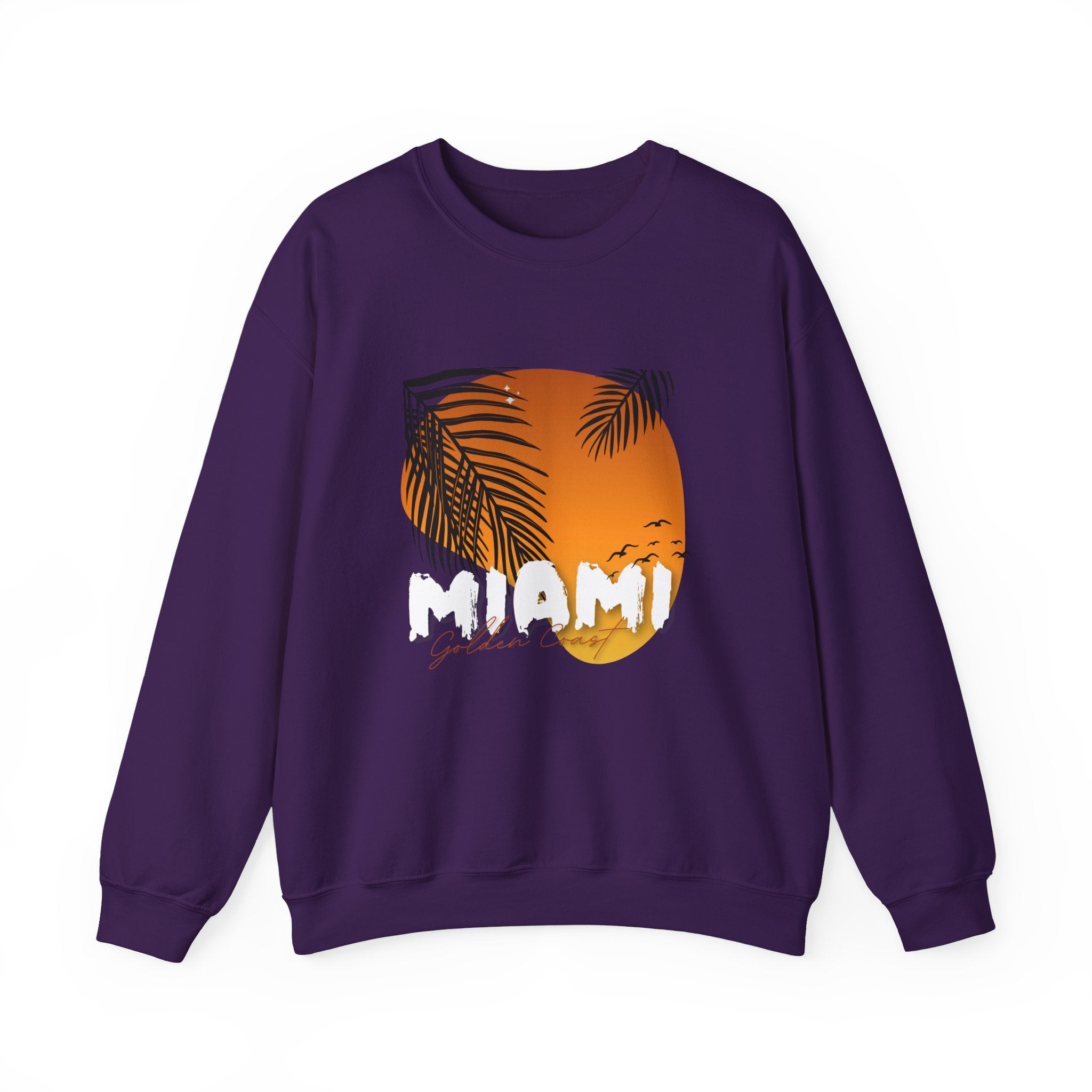 Miami Sunset Crewneck Sweatshirt, Beach Vibes Apparel, Unisex Casual Wear, Summer Fashion