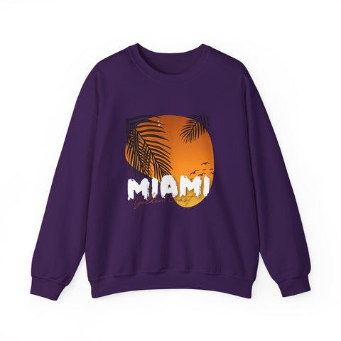 Miami Sunset Crewneck Sweatshirt, Beach Vibes Apparel, Unisex Casual Wear, Summer Fashion