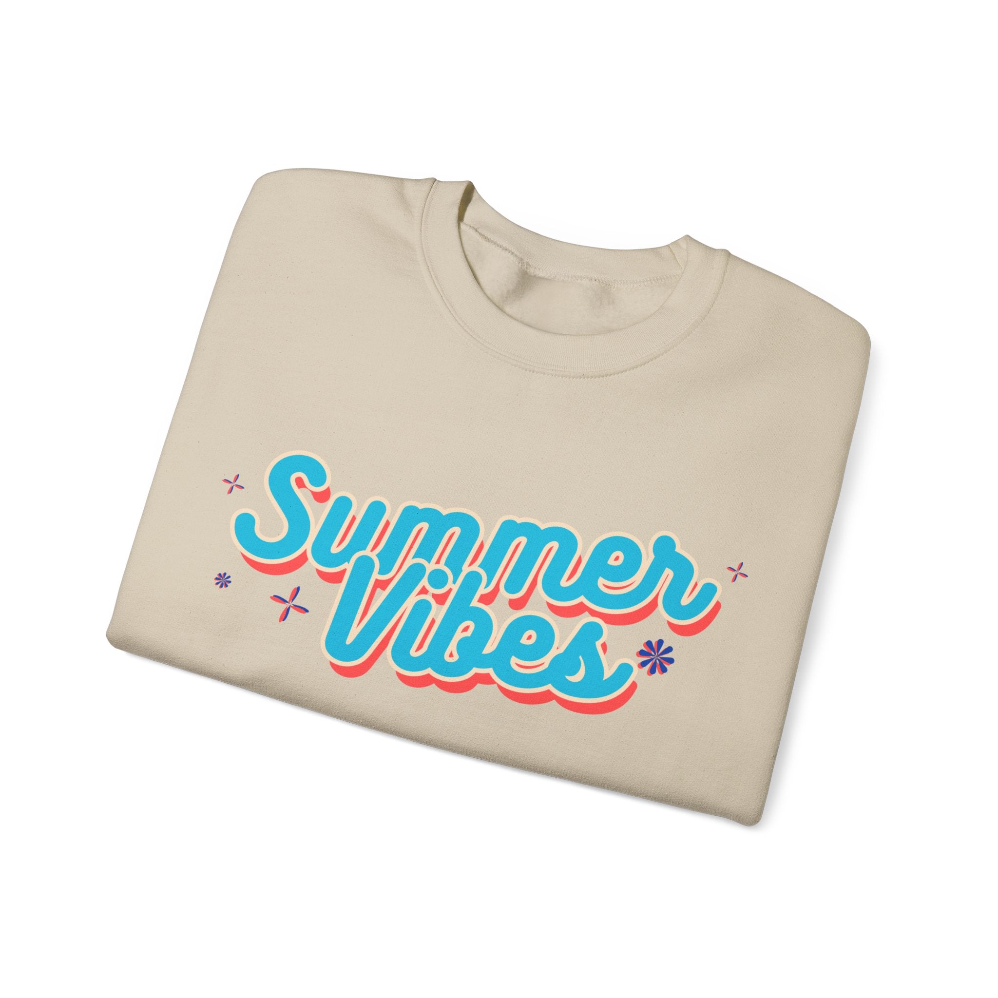 Retro Summer Vibes Crewneck Sweatshirt, Cozy Unisex Pullover, Perfect for Pool Parties, Beach Days, Summer Festivals, Gift Idea