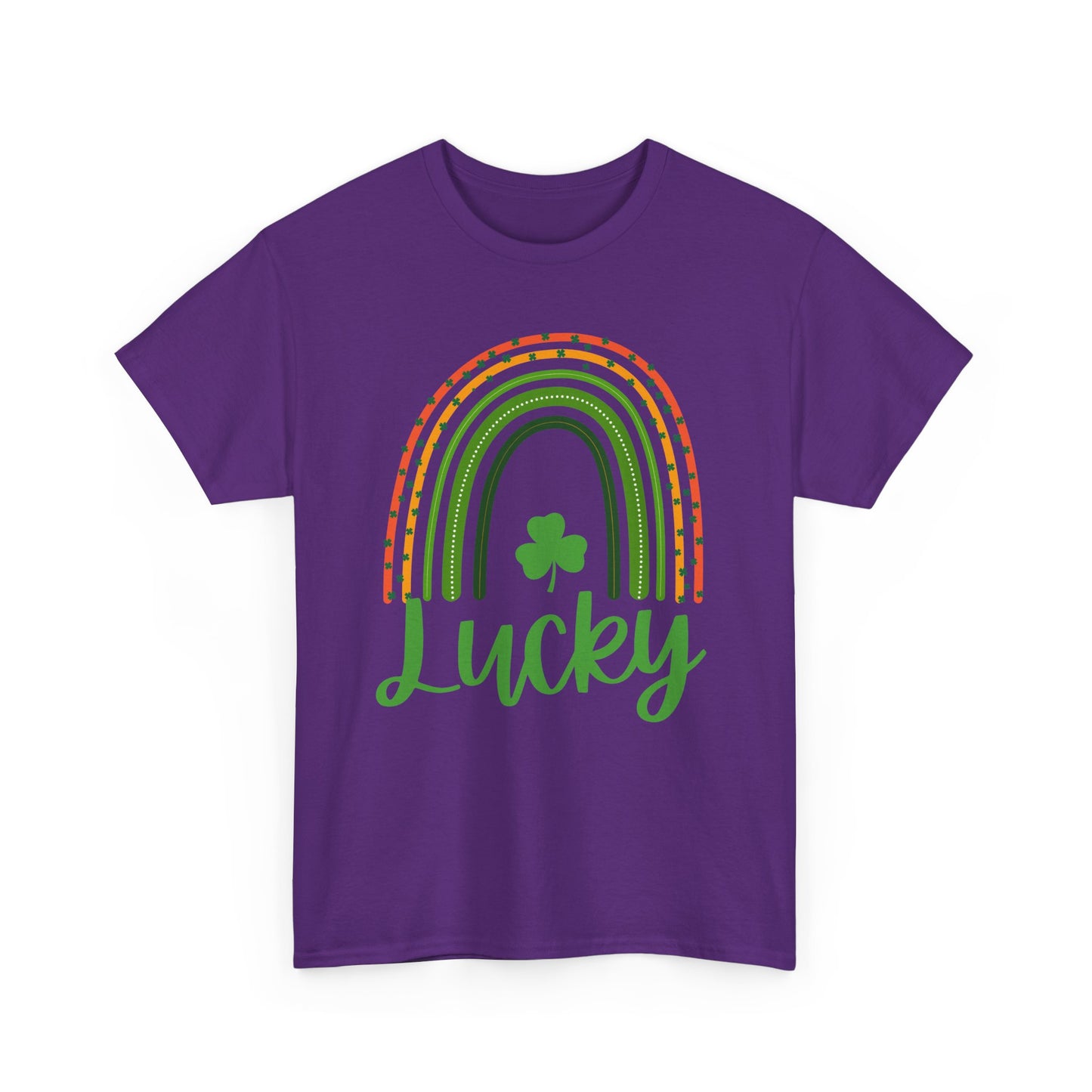 Lucky Rainbow Unisex Heavy Cotton Tee, St Patrick's Day Shirt, Gift for Friends, Everyday Tee, Casual Wear, Feel Good Fashion