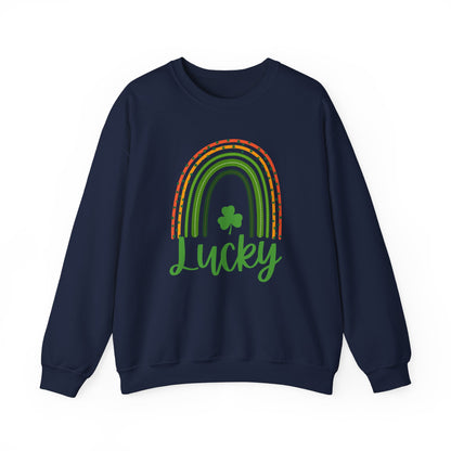 Lucky St Patrick's Day Crewneck Sweatshirt, Unisex Sweatshirt, Rainbow Sweatshirt, Green & White Sweatshirt, Holiday Gift