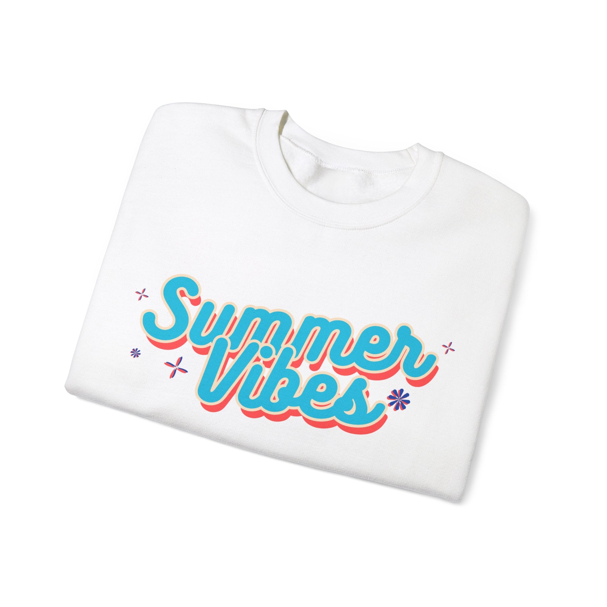 Retro Summer Vibes Crewneck Sweatshirt, Cozy Unisex Pullover, Perfect for Pool Parties, Beach Days, Summer Festivals, Gift Idea