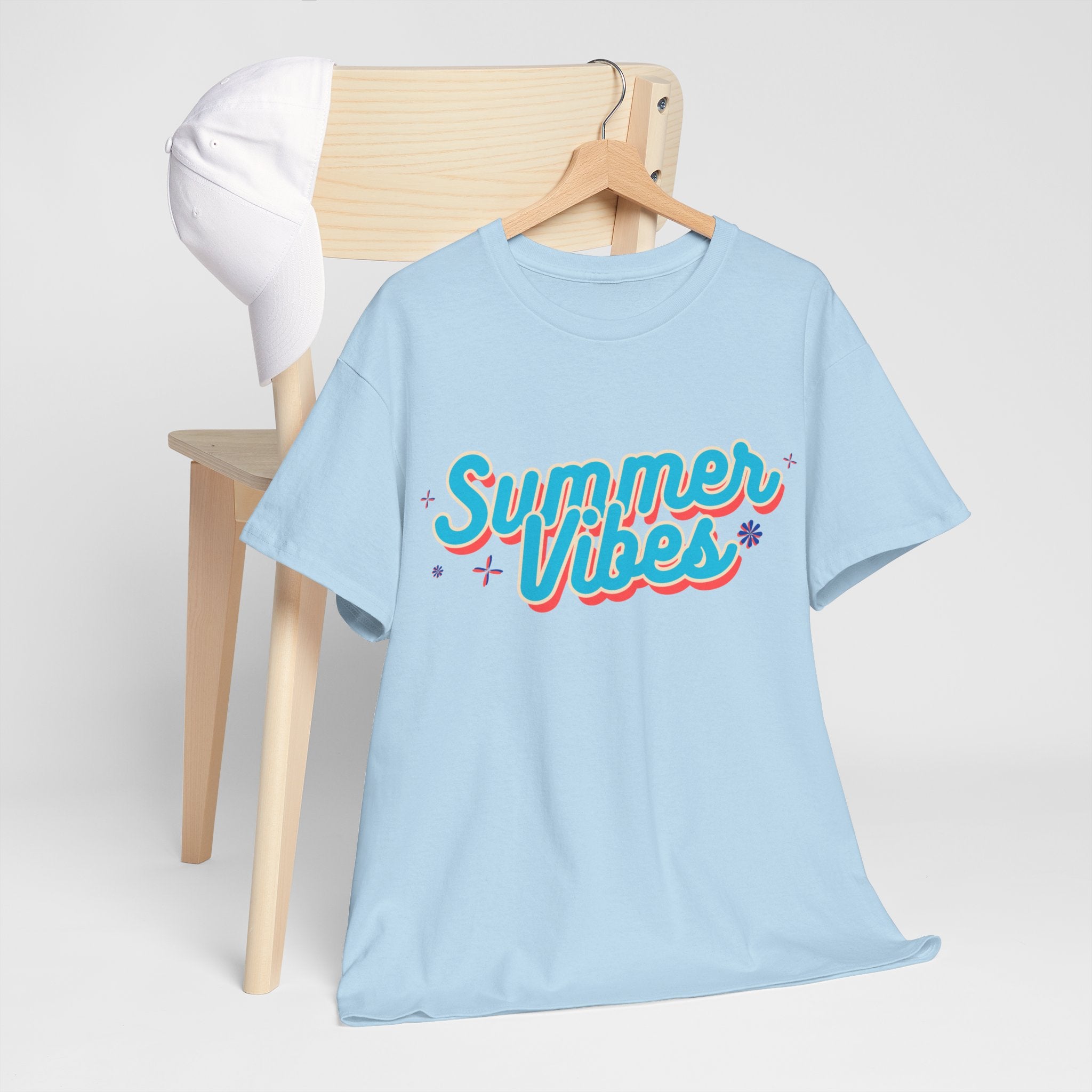 Summer Vibes Unisex Heavy Cotton Tee, Casual Summer Shirt, Beachwear, Gift for Friends, Vacation Essential, Fun Tee