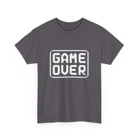 Game Over Unisex Heavy Cotton Tee, Retro Gamer Shirt, Video Game T-Shirt, Casual Gaming Apparel