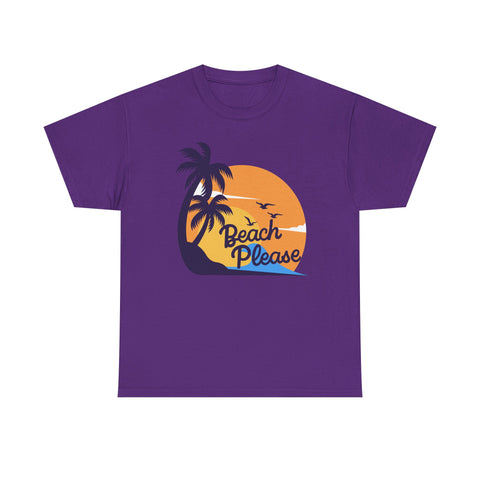 Beach Please Unisex Heavy Cotton Tee - Relaxed Summer Vibe, Perfect for Vacations, Beach Days, Casual Outfits, Gift for Beach Lovers
