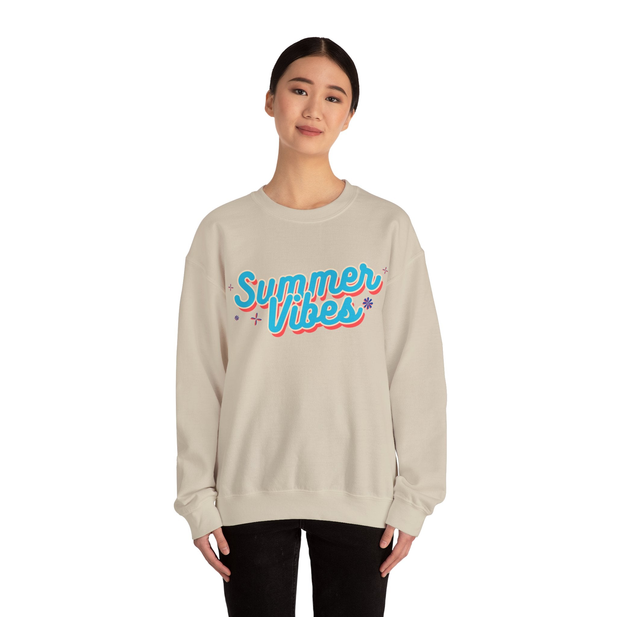 Retro Summer Vibes Crewneck Sweatshirt, Cozy Unisex Pullover, Perfect for Pool Parties, Beach Days, Summer Festivals, Gift Idea