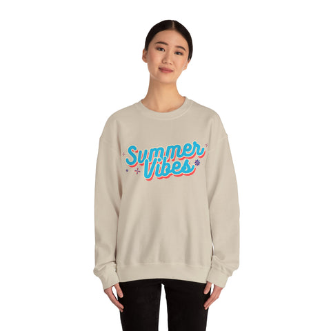 Retro Summer Vibes Crewneck Sweatshirt, Cozy Unisex Pullover, Perfect for Pool Parties, Beach Days, Summer Festivals, Gift Idea