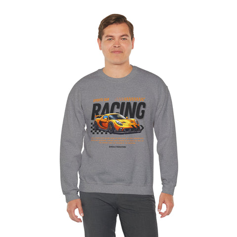 Sporty Racing Sweatshirt for Car Enthusiasts, Unisex Crewneck Pullover, Perfect for Racing Events, Casual Wear