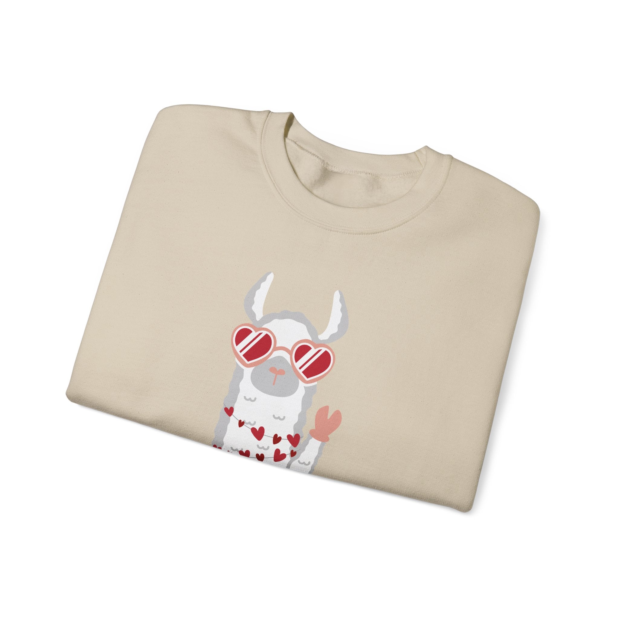 Valentine's Day Llama Sweatshirt, Cute Gift for Her, Cozy Crewneck, Fun Animal Apparel, Unisex Pullover, Valentine's Day Gift