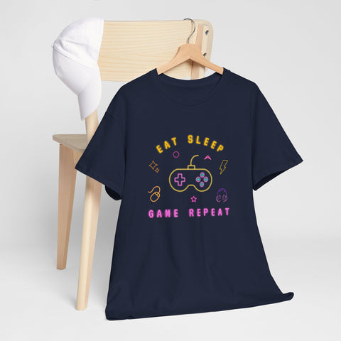 Gamer Vibes Unisex Tee - Eat Sleep Game Repeat, Video Game Shirt, Casual Wear, Gift for Gamers, Gaming Merchandise