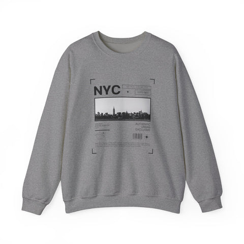 NYC Graphic Crewneck Sweatshirt - Urban Streetwear Pullover, Gift for Travelers, Unisex Sweatshirt