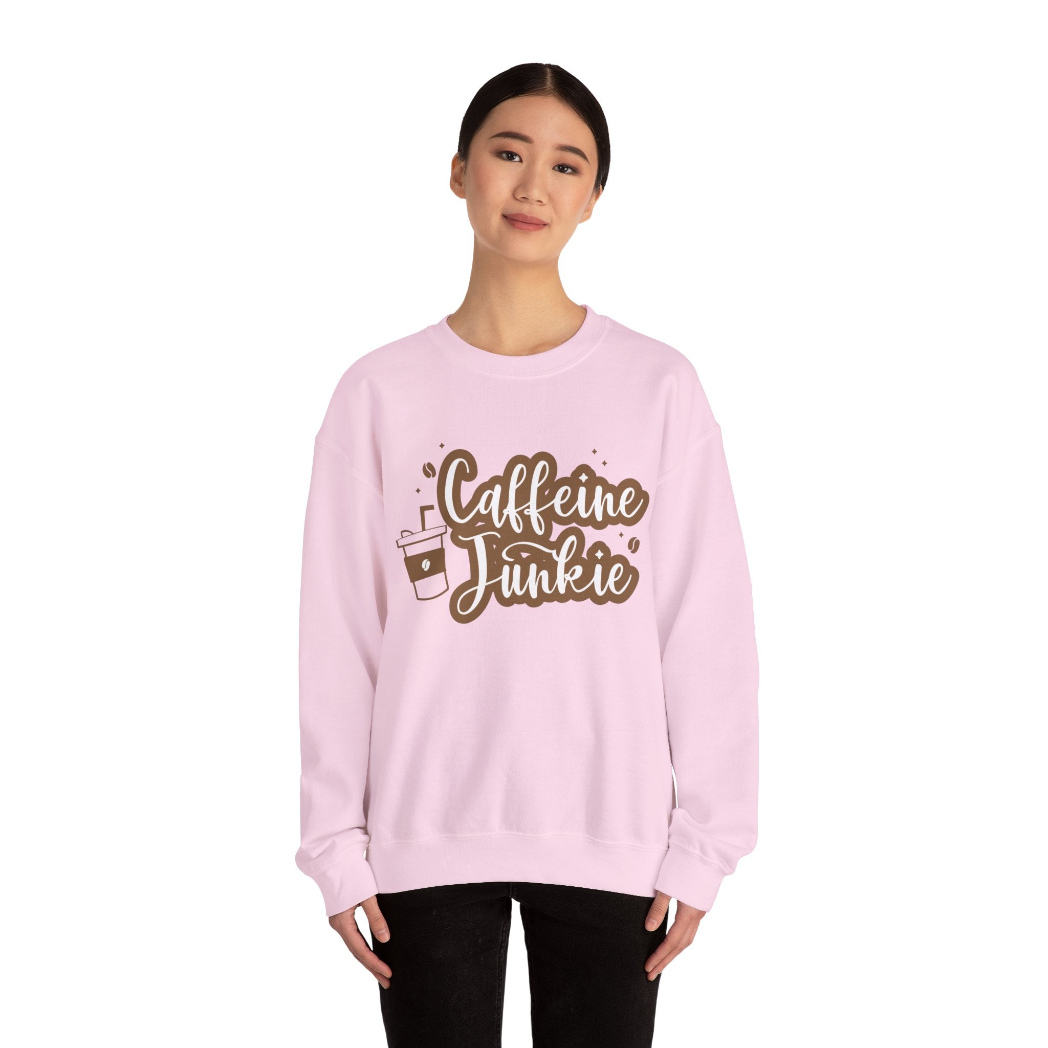 Caffeine Junkie Crewneck Sweatshirt | Cozy Gift for Coffee Lovers, Perfect for Fall, Everyday Wear, Casual Style, Gift for Her