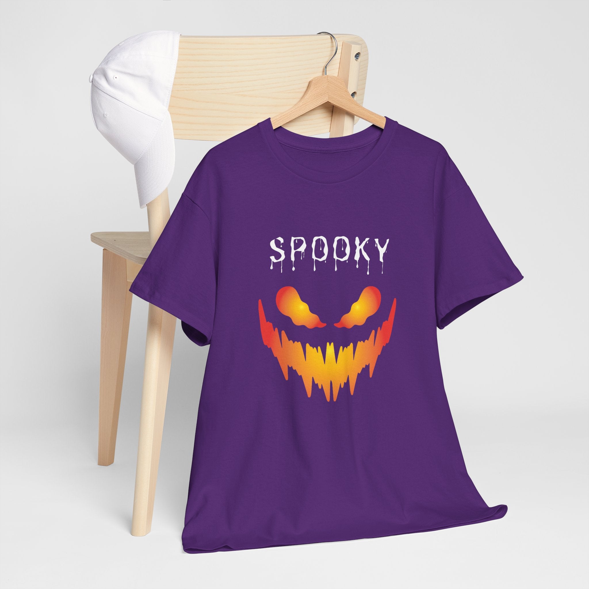 Spooky Halloween Tees, Unisex Heavy Cotton Tee for Fall, Ghostly Graphics Shirt, Halloween Apparel