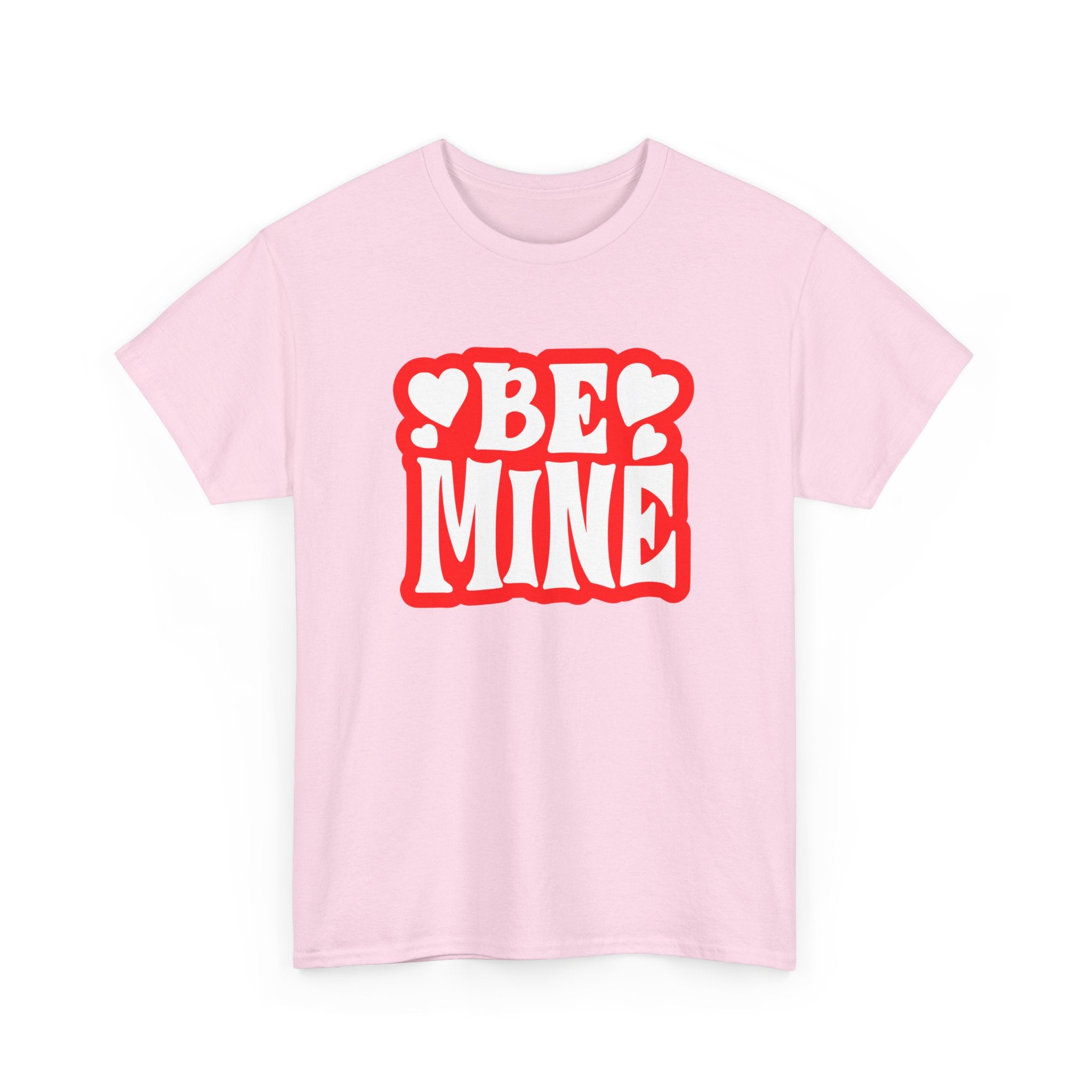 Be Mine Unisex Heavy Cotton Tee, Cute Couple Shirt, Valentine's Day Gift, Romantic Style, Heart Print Tee, Everyday Casual Wear