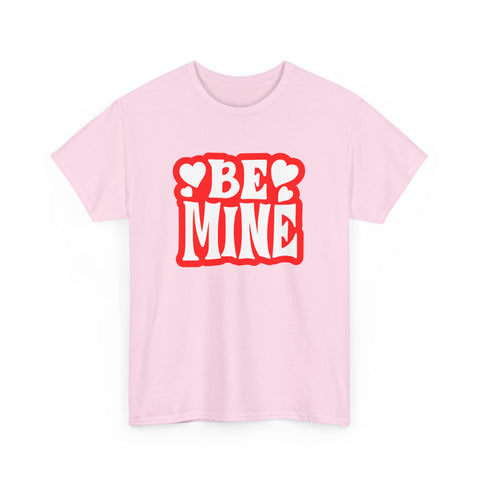 Be Mine Unisex Heavy Cotton Tee, Cute Couple Shirt, Valentine's Day Gift, Romantic Style, Heart Print Tee, Everyday Casual Wear