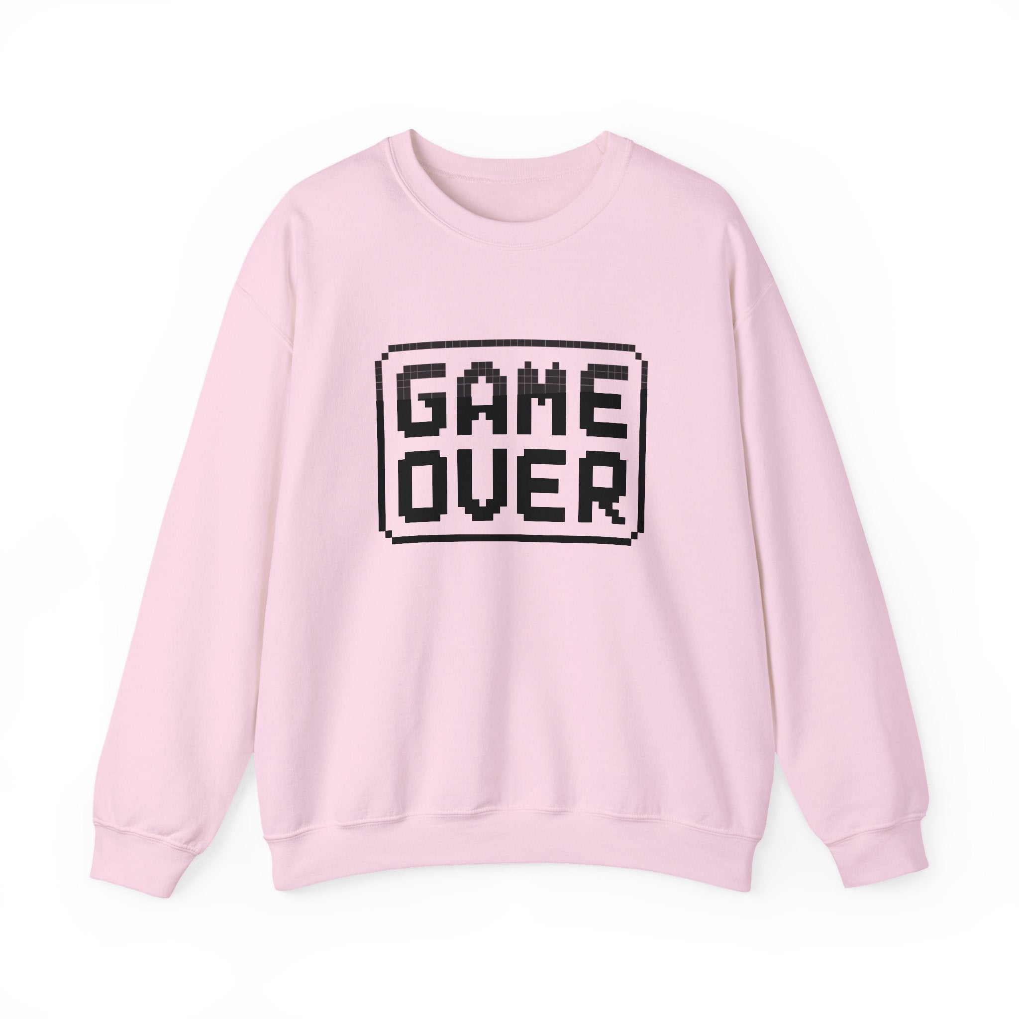 Pixel Art Game Over Sweatshirt, Retro Gaming Sweater, Cozy Unisex Pullover, Perfect Gift for Gamers, Versatile Casual Wear
