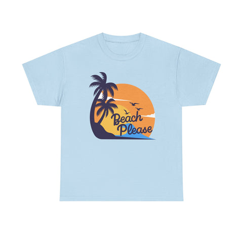 Beach Please Unisex Heavy Cotton Tee - Relaxed Summer Vibe, Perfect for Vacations, Beach Days, Casual Outfits, Gift for Beach Lovers