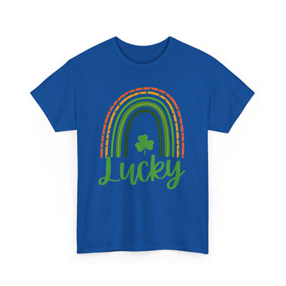 Lucky Rainbow Unisex Heavy Cotton Tee, St Patrick's Day Shirt, Gift for Friends, Everyday Tee, Casual Wear, Feel Good Fashion