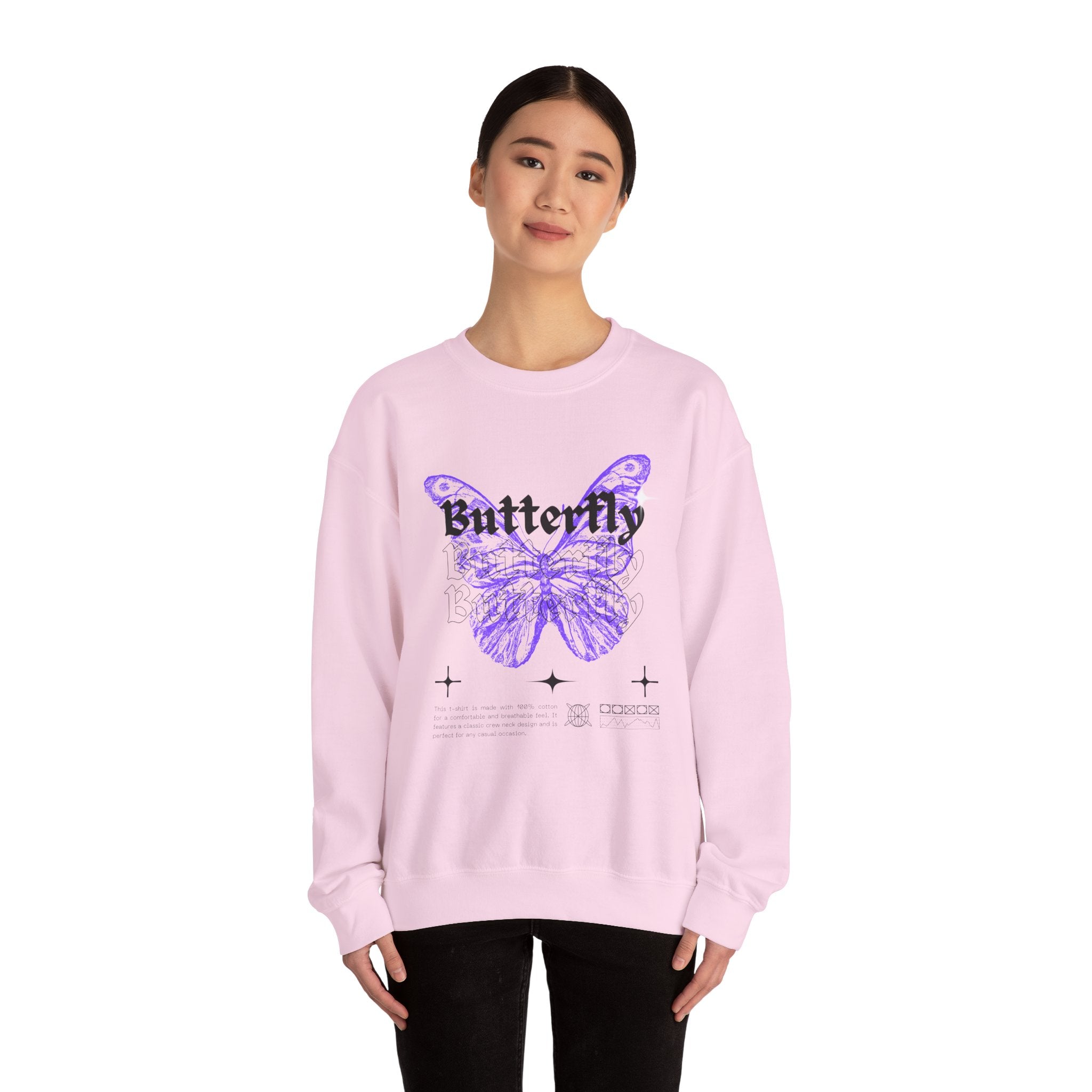 Butterfly Graphic Crewneck Sweatshirt, Unisex Sweatshirt, Cozy,Streetwear Fashion, Spring Wardrobe Essential, Butterfly Lover's Gift