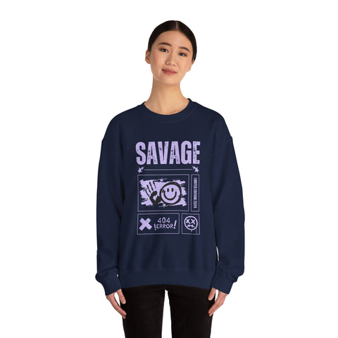 Savage Graphic Crewneck Sweatshirt, Unisex Sweatshirt, Casual Streetwear, Cozy Apparel for All Occasions