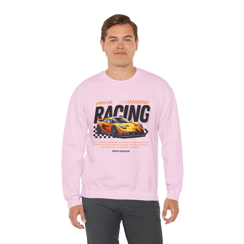 Sporty Racing Sweatshirt for Car Enthusiasts, Unisex Crewneck Pullover, Perfect for Racing Events, Casual Wear