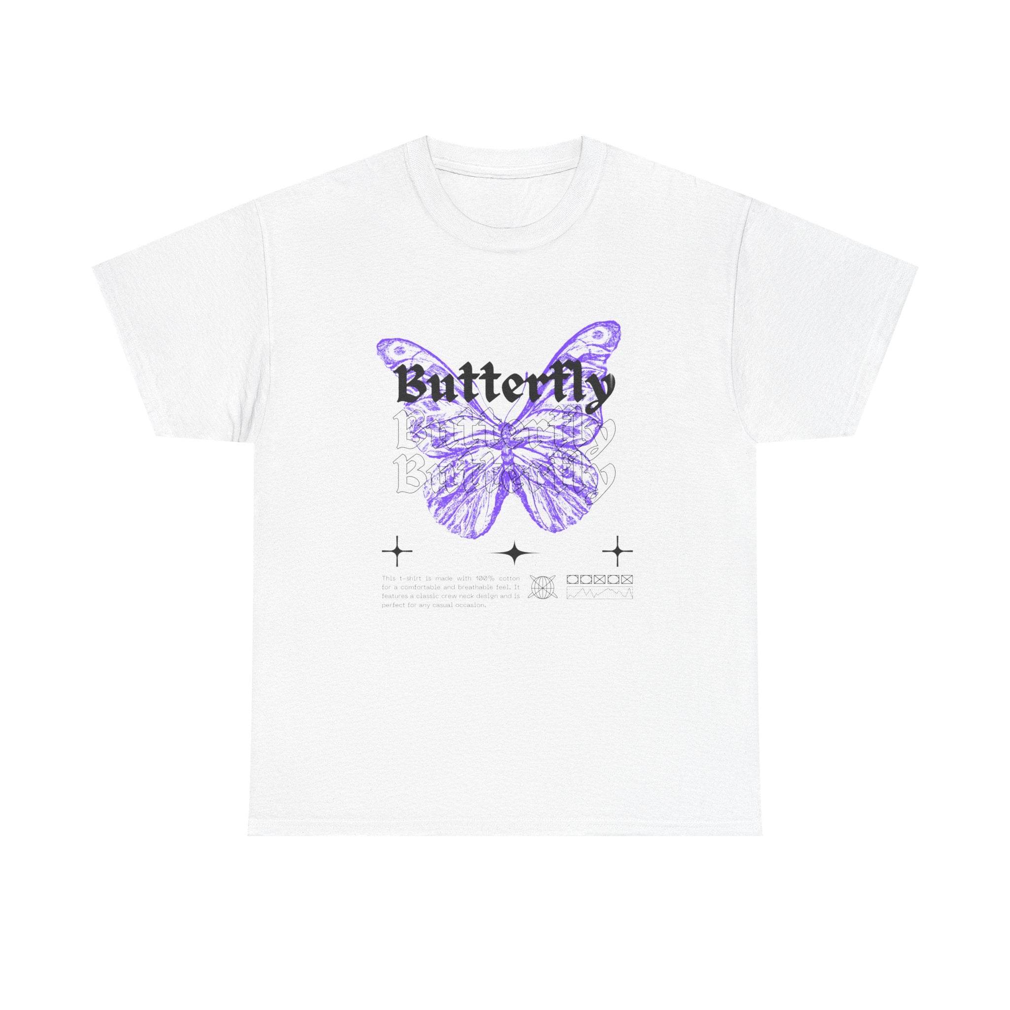 Butterfly Graphic Tee - Unisex Heavy Cotton T-Shirt, Nature Lover Gift, Casual Streetwear, Trendy Outfit, Spring Fashion