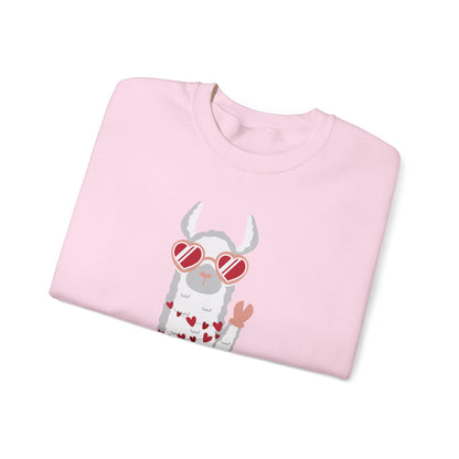 Valentine's Day Llama Sweatshirt, Cute Gift for Her, Cozy Crewneck, Fun Animal Apparel, Unisex Pullover, Valentine's Day Gift