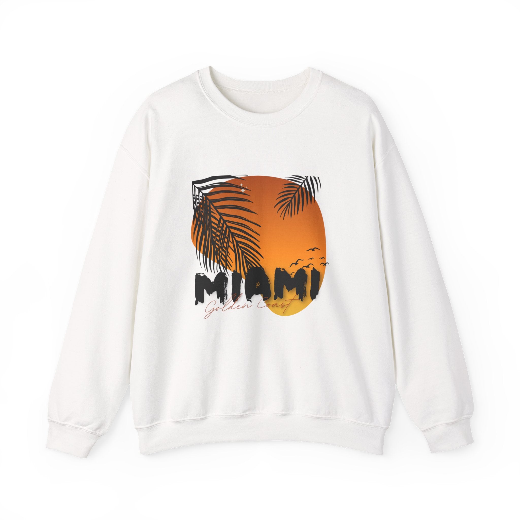 Miami Sunset Crewneck Sweatshirt, Beach Vibes Apparel, Unisex Casual Wear, Summer Fashion