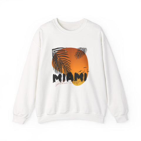 Miami Sunset Crewneck Sweatshirt, Beach Vibes Apparel, Unisex Casual Wear, Summer Fashion