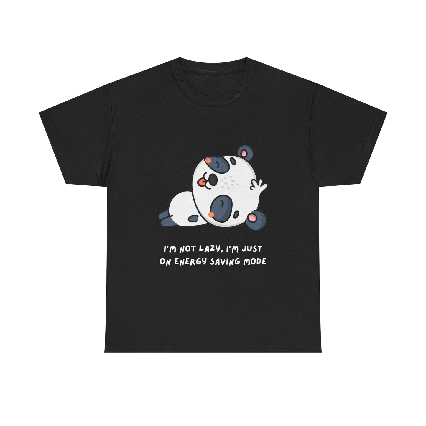 Cute Panda Energy Saving Mode Tee, Funny Graphic Shirt, Unisex Cotton T-Shirt, Perfect Gift for Animal Lovers, Casual Wear, Birthday Gift