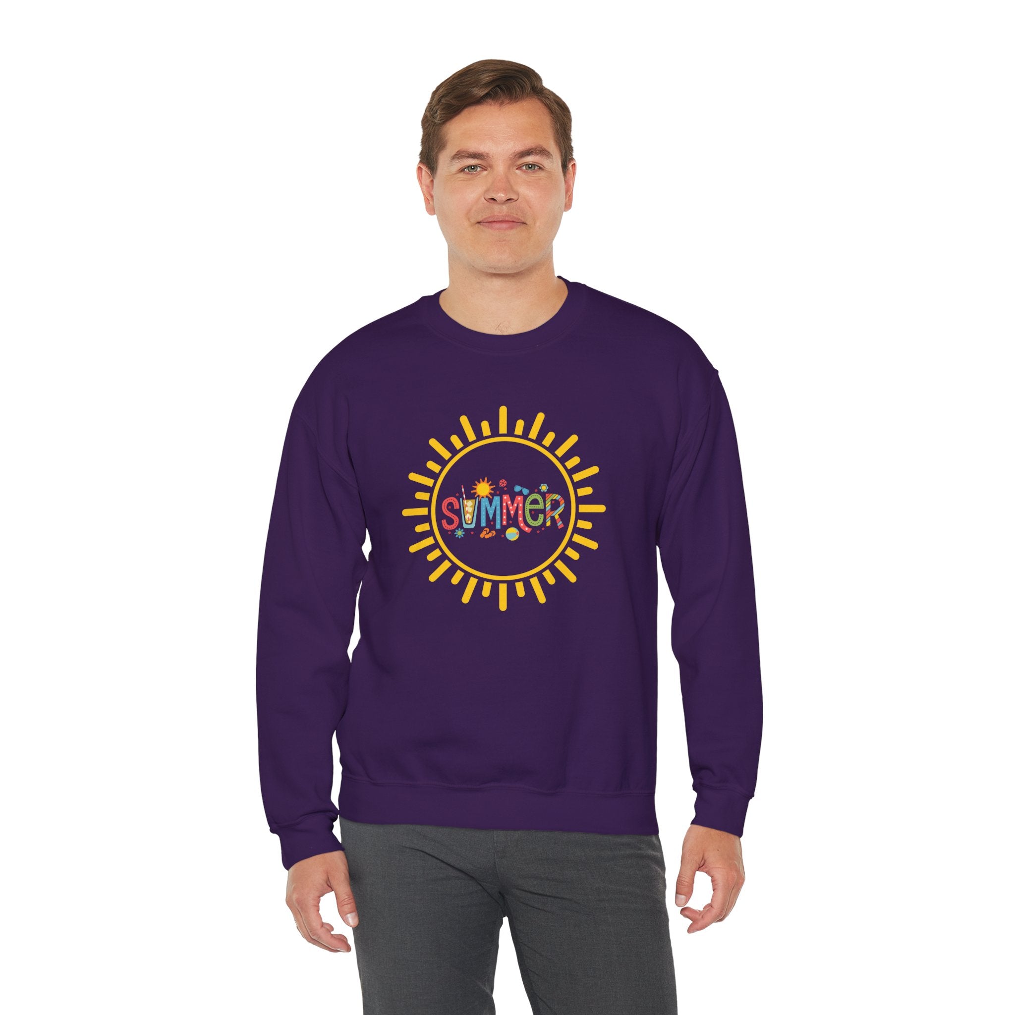 Cheerful Summer Sun Sweatshirt, Cozy Crewneck, Unisex Pullover, Vacation Wear