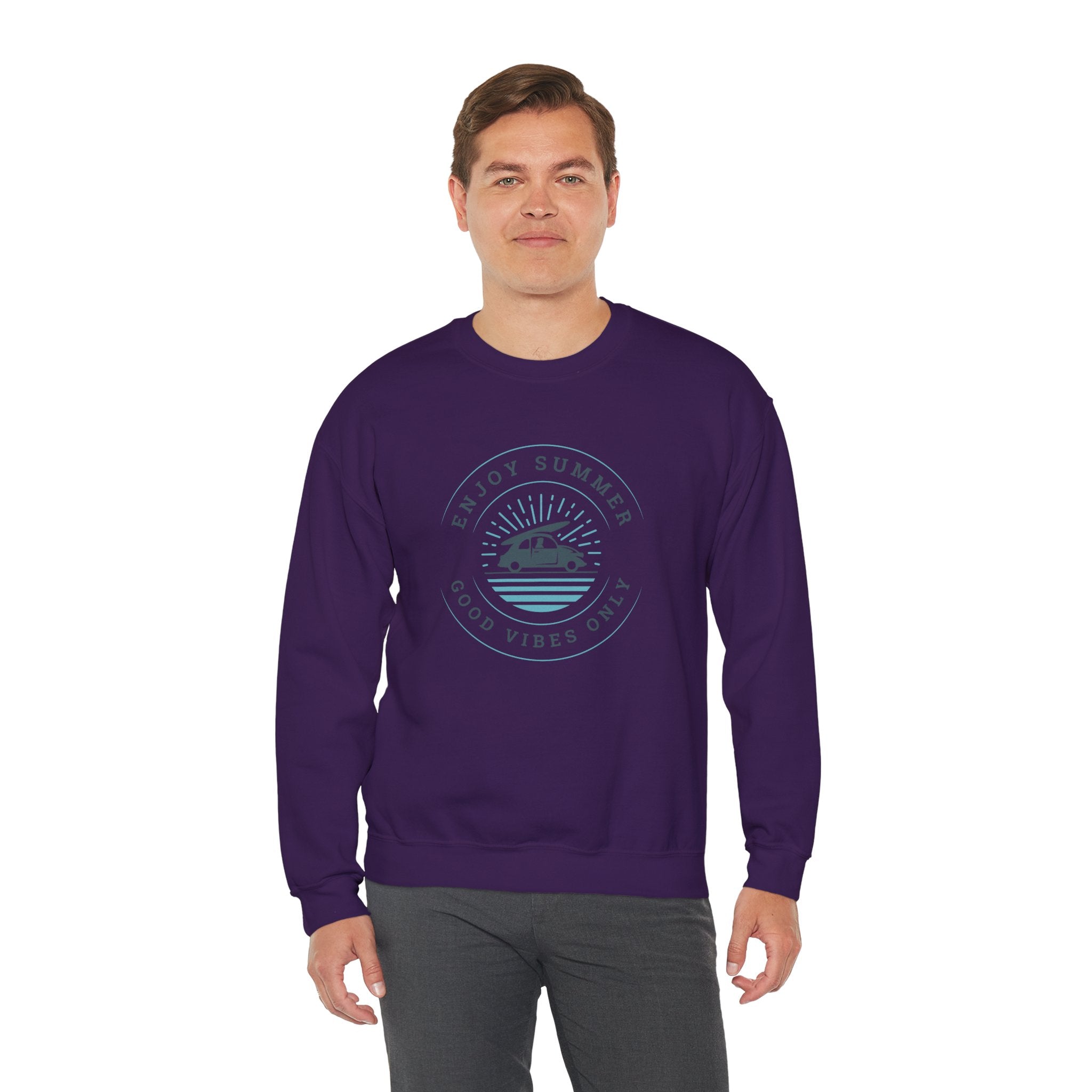 Enjoy Summer Good Vibes Crewneck Sweatshirt, Unisex Summer Apparel, Casual Layering, Beach Day Outfit, Gift for Travel Lovers