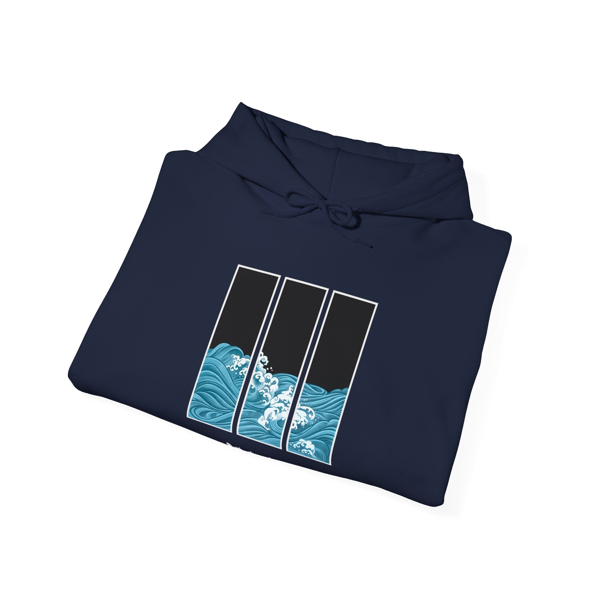 Japanese Inspired Ocean Waves Graphic Hoodie - Relaxed Vibe, Perfect for Beach Lovers, Unisex Gift for Sea Enthusiasts, Casual Summer Outfit