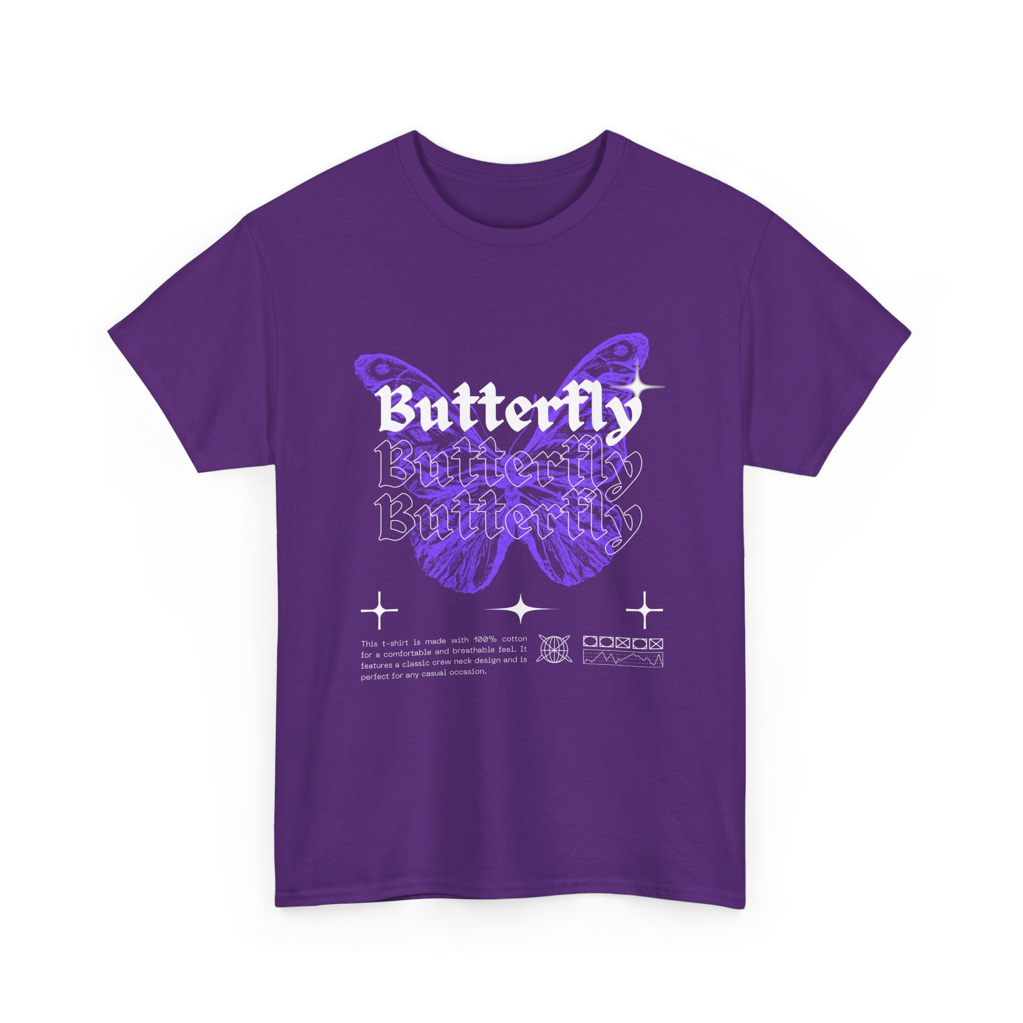 Butterfly Graphic Tee - Unisex Heavy Cotton T-Shirt, Nature Lover Gift, Casual Streetwear, Trendy Outfit, Spring Fashion