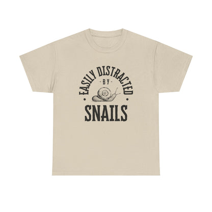 Easily Distracted by Snails Tee, Funny Snail Shirt, Unisex Graphic Tee, Gift for Snail Lovers, Nature Humor Tee, Casual Wear