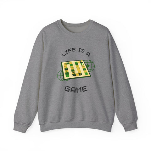 Game Board Life Is a Game Crewneck Sweatshirt, Casual Fun Gaming Sweatshirt