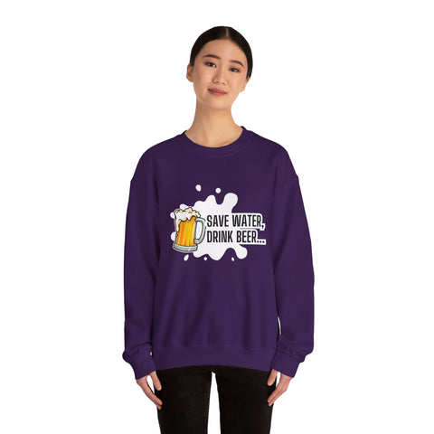 Humorous Beer Lover Sweatshirt, Save Water Drink Beer Crewneck, Gift for Beer Enthusiasts, Men's & Women's Apparel, Funny Drinking Top