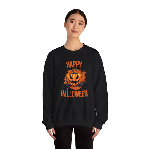 Halloween Pumpkin Crewneck Sweatshirt, Cozy Fall Sweater for Halloween, Unisex Sweatshirt, October Celebration Apparel