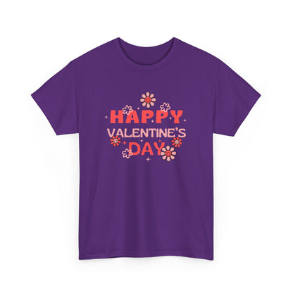 Happy Valentine's Day Unisex Heavy Cotton Tee, Romantic Gift, Casual Wear, Love T-Shirt, Seasonal Fashion, Self-Love Apparel