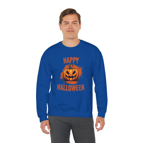 Halloween Pumpkin Crewneck Sweatshirt, Cozy Fall Sweater for Halloween, Unisex Sweatshirt, October Celebration Apparel