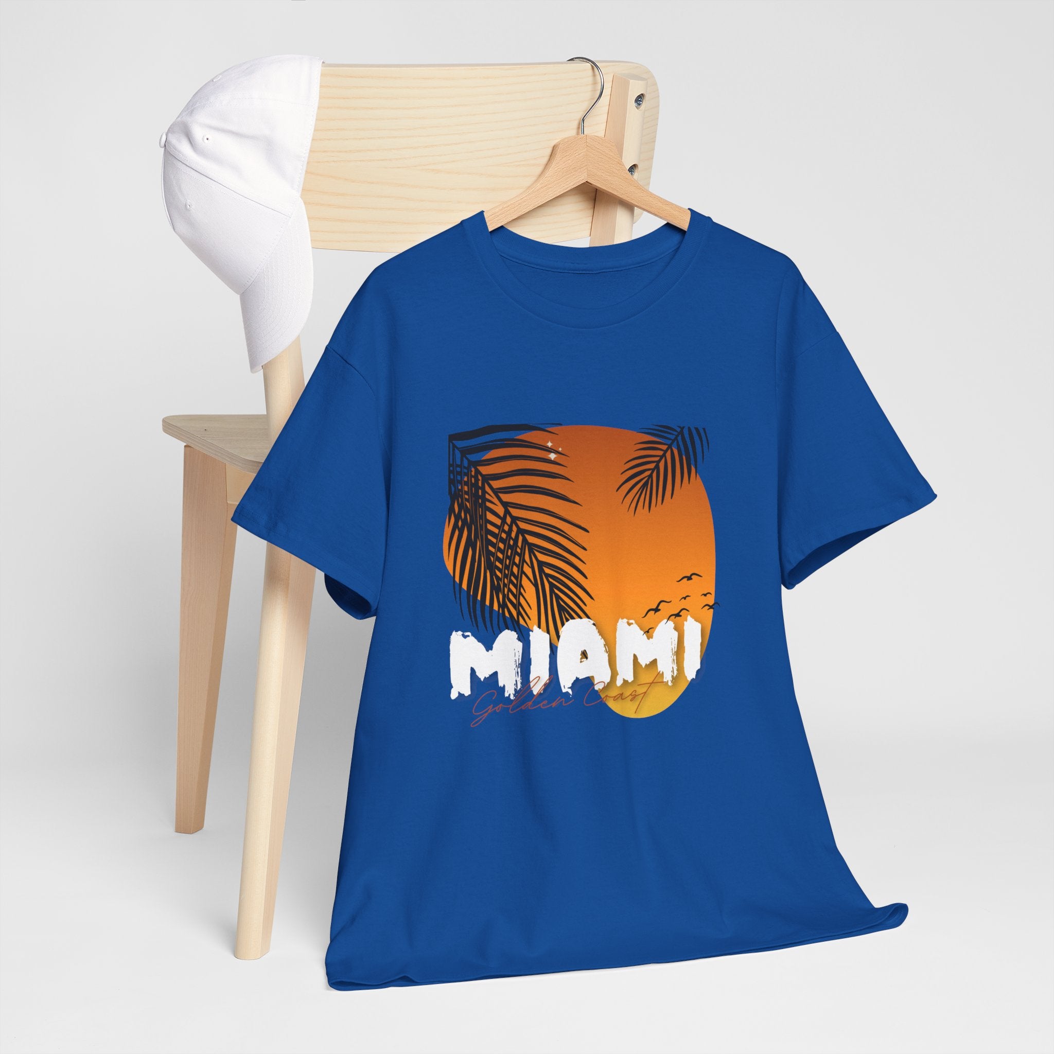 Miami Sunset Unisex Heavy Cotton Tee | Casual Summer T-Shirt, Relaxed Fit Shirt